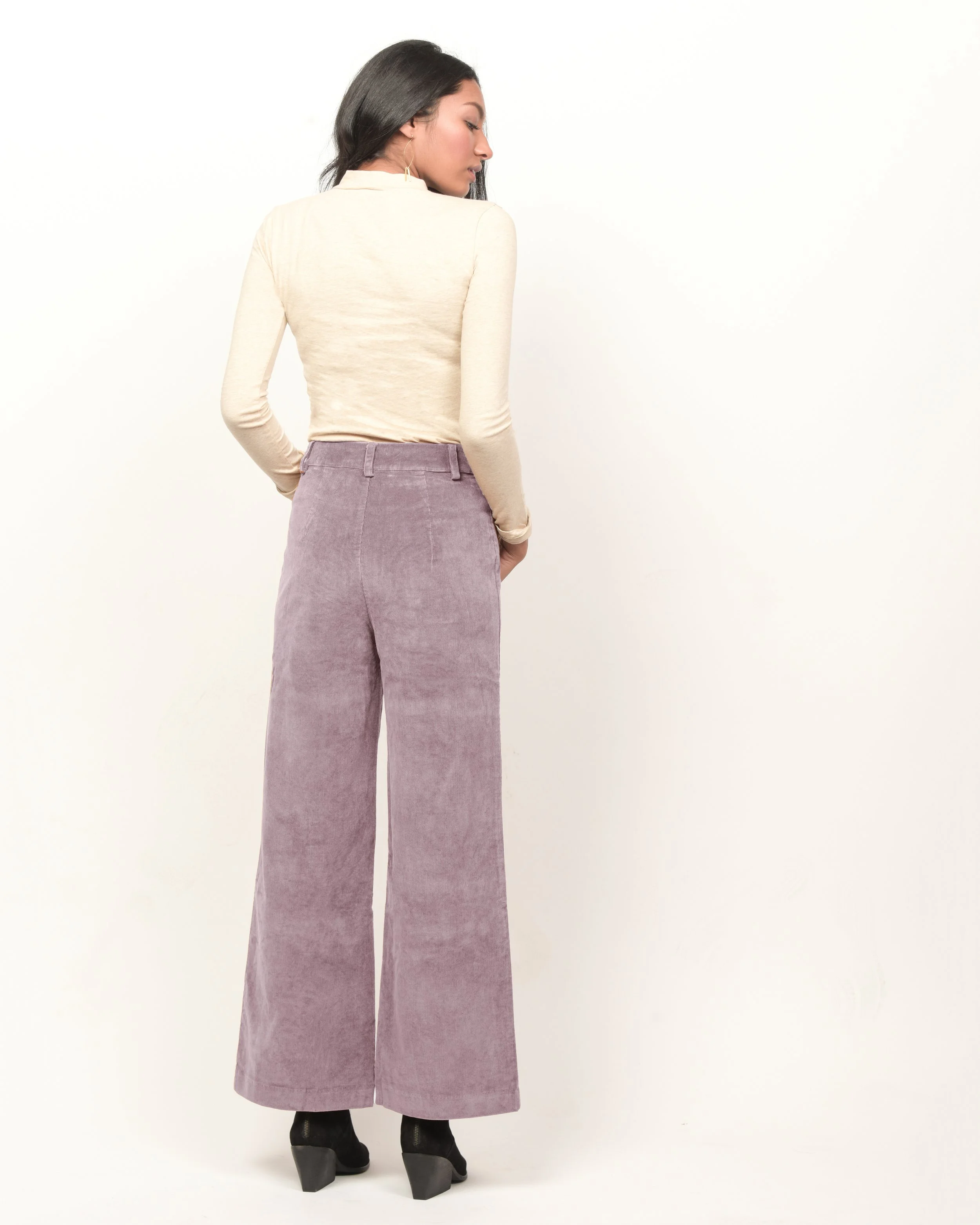 パンツ KAJA COURDUROY 5P PANTS , OVY HIGH-RISE CROP PANT IN DUSTY LILAC CORDUROY — Pepper Place